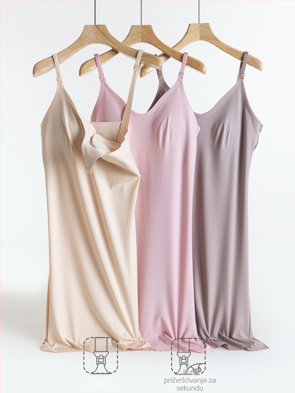 Haljina A-linije za dojenje, okrugli izrez, bez rukava, najlon-elastan smjesa, prednje otvaranje za dojenje