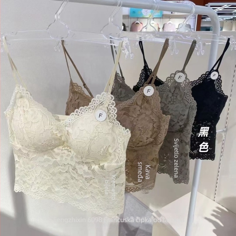 Ljetna novinka 6098: čvrsta trokutasta šalice, francuska čipka, camisole za žene, seksi V-izrez i lijep leđni dio