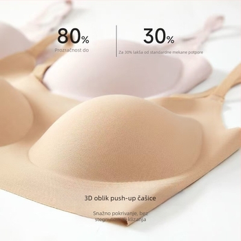 Bezšivna grudnjica za zatezanje, puna košarica, bez žice, oblikovane košarice – gornji rub tanak, donji rub debeo, fiksne dvostruke naramenice, najlon tkanina