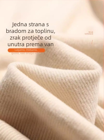 Trudnički jesensko-zimski osnovni top, opuštena silueta, dugi rukav, zaobljen izrez, kokos baršun, viskoza-spandeks tkanina, duljina 50–65 cm