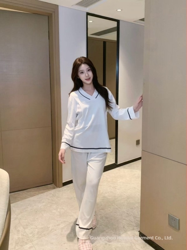 Trudničke pidžame za dojenje, dugi rukavi, V-izrez, jednobojne, pamuk >95%, šifra A2209