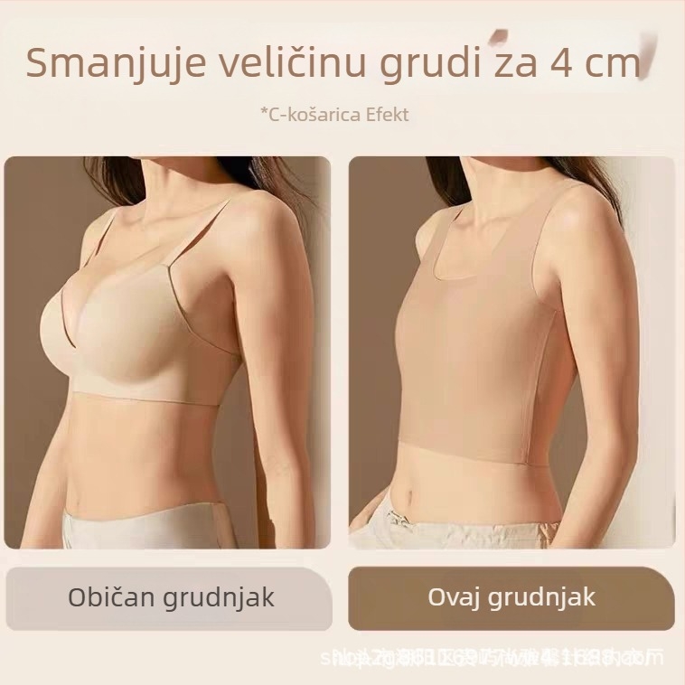 Besprijekoran nevidljiv grudnjak-tank s kompresijom grudi, prozračan, s punim šalicama