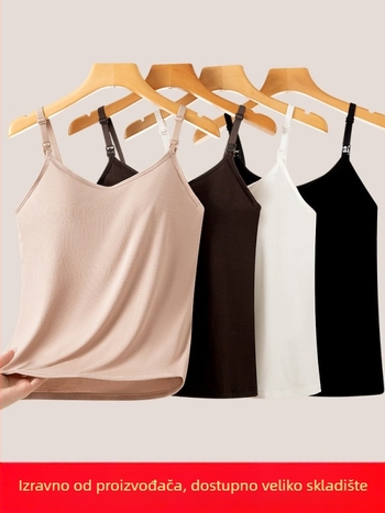 Top za dojenje s prednjim kopčama, bez rukava, uski kroj, jacquard tkanina od viskoze i spandexa, kratka duljina 40-50 cm