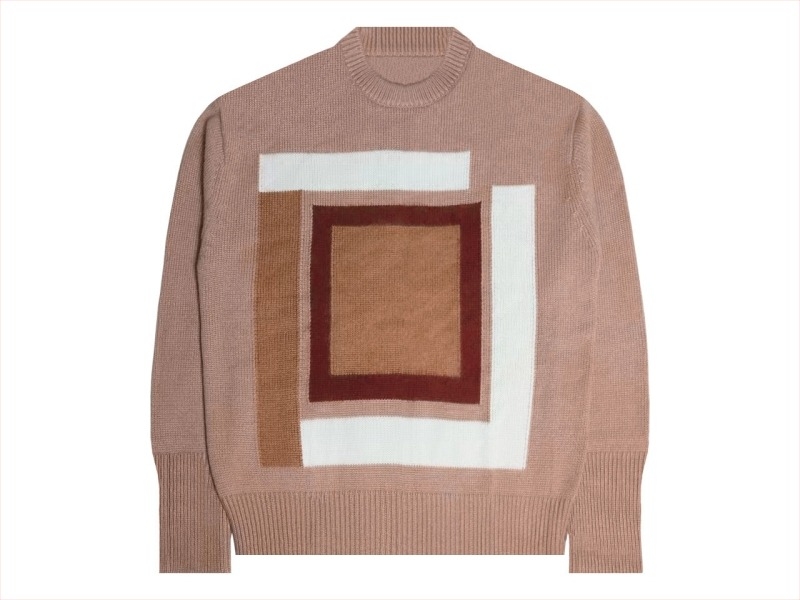 Džemper od kašmira s jacquard geometrijskim uzorkom, okrugli izrez, opušten kroj, dugi rukavi