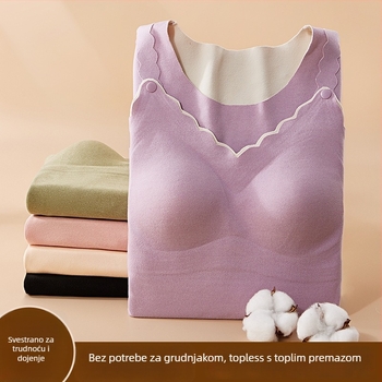 Top za dojenje za trudnice s otvorom za dojenje, poliester-elastanska smjesa, blok uzorak, dugi rukavi