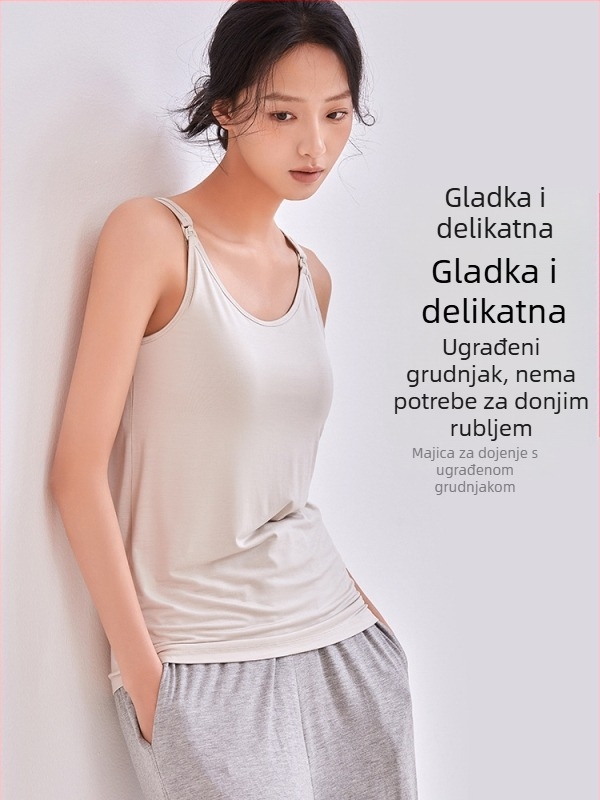 Kamisola za dojenje s prednjim kopčama, opuštena silueta, vlakna regenerirane celuloze 90–95%, proljeće-ljeto 2025