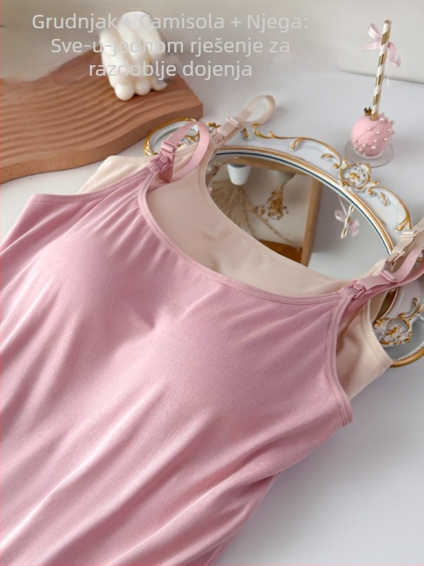 Trudnički top za dojenje bez šavova s umetkom za dojke – modalna tkanina, sling stil