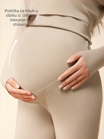 Trudnički antibakterijski termalni set donjeg rublja za dojenje, 3/4 rukav, okrugli ovratnik, poliester 90–95%