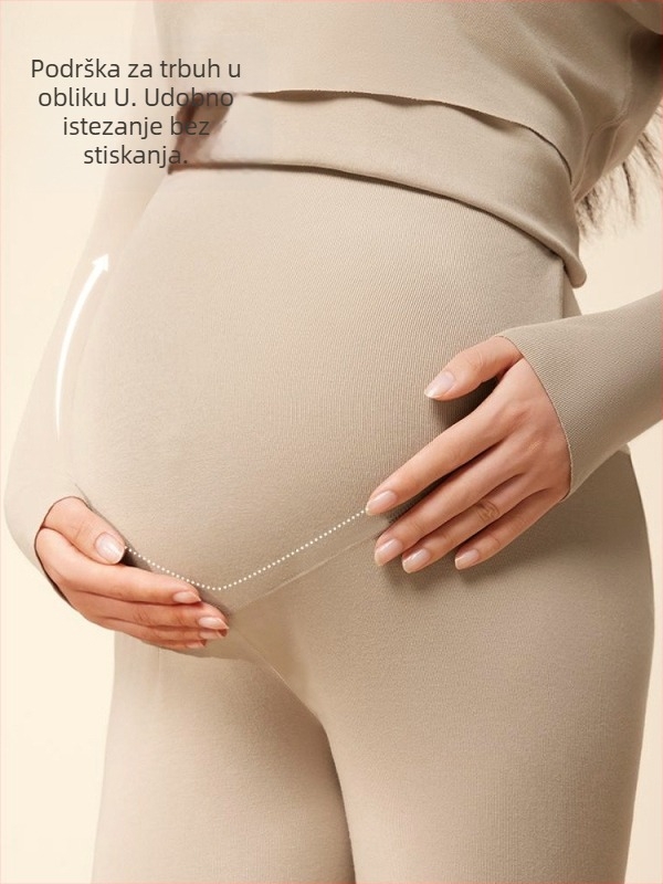 Trudnički antibakterijski termalni set donjeg rublja za dojenje, 3/4 rukav, okrugli ovratnik, poliester 90–95%