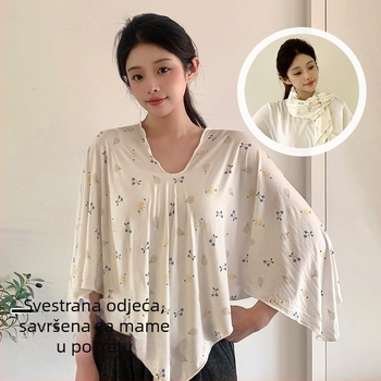 Šal za dojenje – pelerina s otvorom za dojenje, tkanina od viskoze sa spandeksom, životinjski uzorak