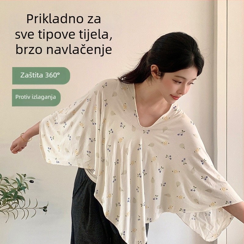 Šal za dojenje – pelerina s otvorom za dojenje, tkanina od viskoze sa spandeksom, životinjski uzorak