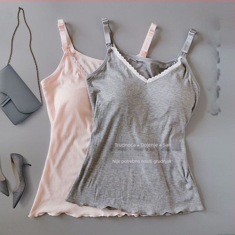 Top za dojenje za majčinstvo i postpartum, ljeto, s trakama, 3/4 rukava