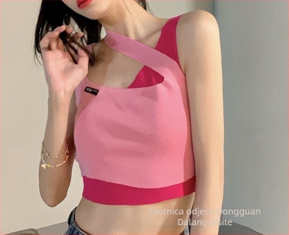 Ženski uski sling top, 3D uzorak, tkanina ice silk/viskozna, poliester ≤30%, kratka duljina, neodvojive naramenice