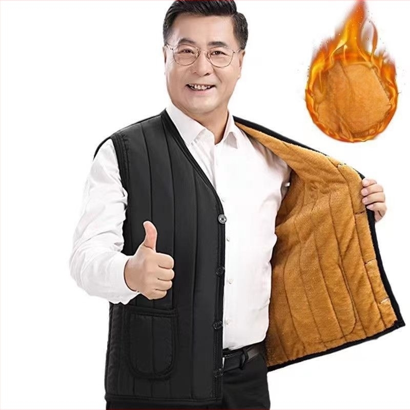 Pamukasta muška vest s poliesterom podstavom, debela izrada, slobodan kroj, prugasti uzorak