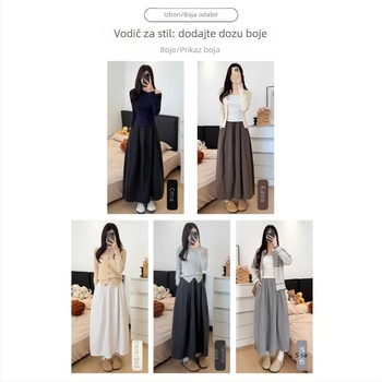 A-linijska midi suknja, poliester tkanina, jesensko 2025 izdanje, za žene