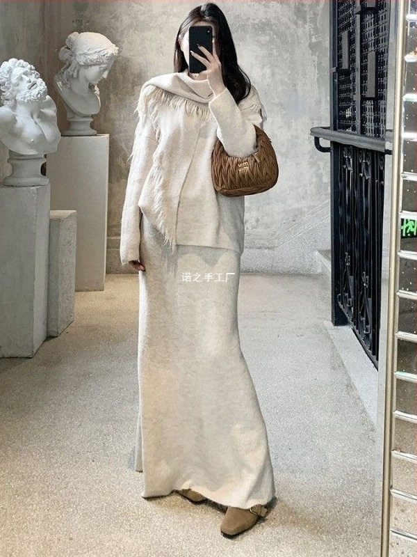 Hand of nuo Plus Size Kostim s suknjom, dugi rukavi, mini suknja, stil kraljice sestre