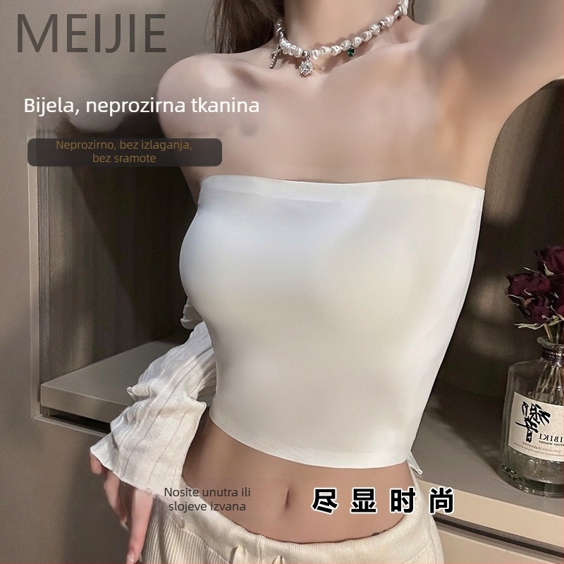 Najlon top za zavoj preko grudi, tubasti top, puni košarica, tanke oblikovane čašice, duljina struka, nevidljiv, prozračan, prekrasan leđa, seksi stil