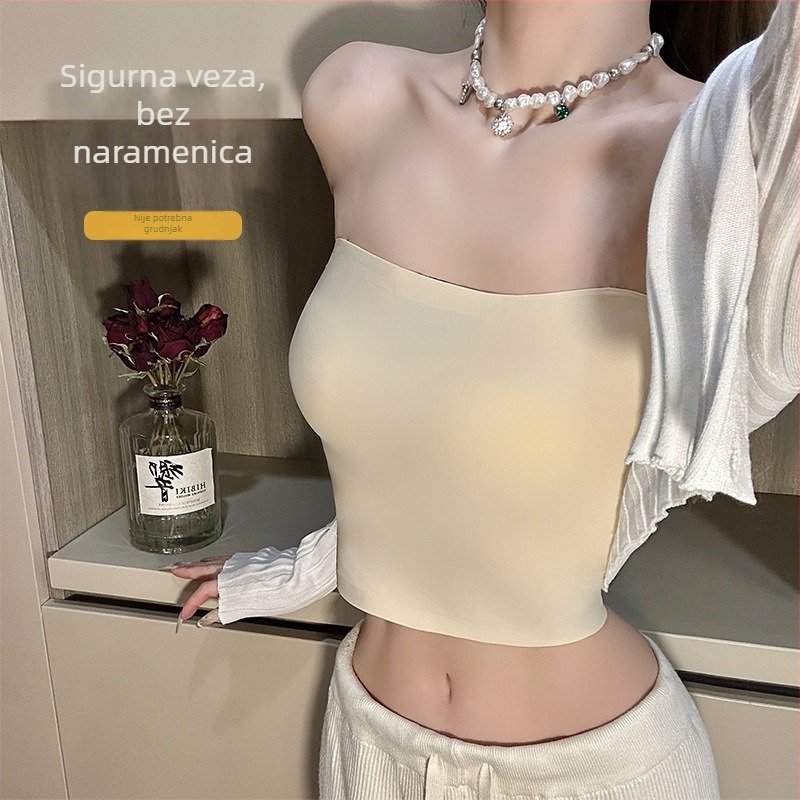 Najlon top za zavoj preko grudi, tubasti top, puni košarica, tanke oblikovane čašice, duljina struka, nevidljiv, prozračan, prekrasan leđa, seksi stil