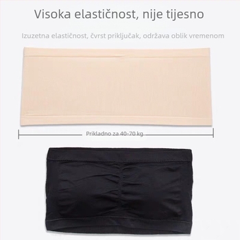 Bezšivni grudnjak bez naramenica, prozračna stretch pamuk s nylonom 80–90%, pune čašice, uklonjiva jastučnica, tanke oblikovane čašice, korsetski stil