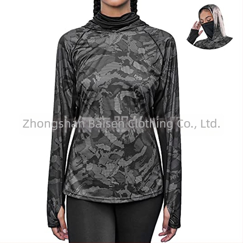 Ženska vanjska jakna s kapuljačom, maskirni uzorak, UV zaštita 50+, brzo-sušeća, prozračna