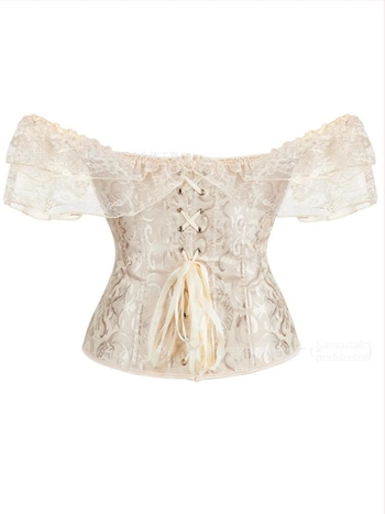 Čipkasti bustier top, tubasti kroj, uska silueta, kratka duljina 40–50 cm, dijeljeni uzorak