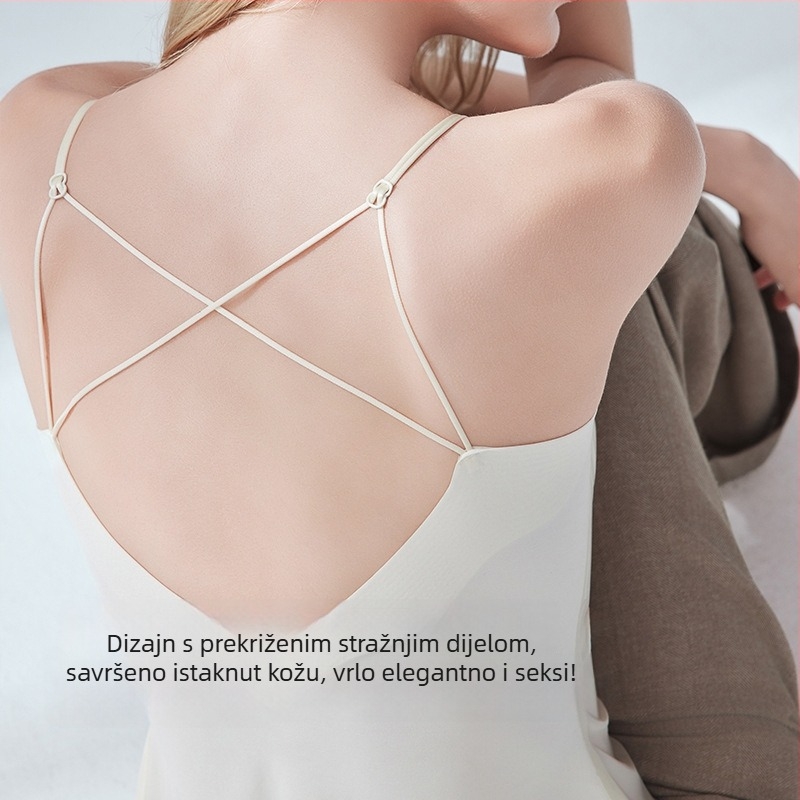 Najlon top s Mulberry svilenom podstavom; puna šalica; tanko oblikovana šalica; bez gumba; fiksni remeni; cijele sezone