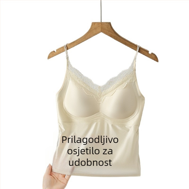 Najlon top s Mulberry svilenom podstavom; puna šalica; tanko oblikovana šalica; bez gumba; fiksni remeni; cijele sezone