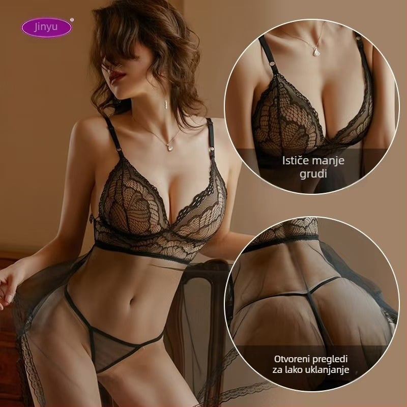 Long Love mrežasti čipkasti set donjeg rublja – 95–100% poliester, srednja debljina 181–200 g/m², proljeće 2025 lansiranje