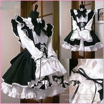 Maidska cosplay haljina za rad u restoranu/kafiću, japanski anime stil (tkanina: sintetička smjesa; glavna tkanina: poliester; podstava: poliester; stil: japanski anime)