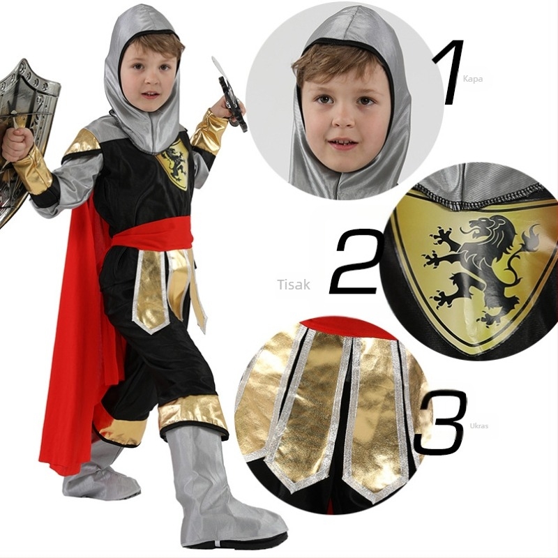 Djeca Halloween kostim za dječake – Princ i Mali Samuraj za maskiranje, Materijal: Spandex (90–95% glavnog materijala), Za igre/Anime uloge, Uzrast do 17 godina, Zima 2025