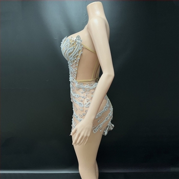 Haljina kratka u palaćnom stilu sa stojećim ramenom i korzetom, laserski kristali, cosplay za nastup - NOVANCE, Spandex >95%, Sexy, Street Trendsetter, Hotfix Kristali