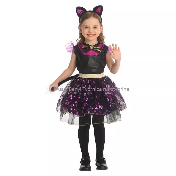Kostim za Halloween za djevojčice - vještica, model S-0059, poliester 80-90% sadržaja, za igre/anime uloge, marka Ben Cha