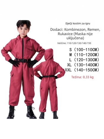 Kostim klauna: crveni kombinezon i crna maska za cosplay