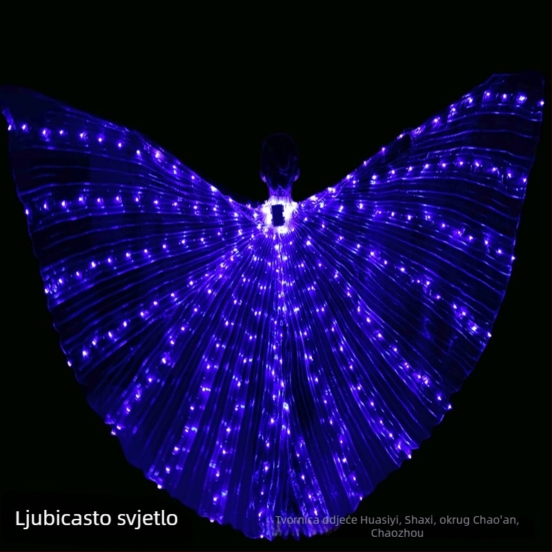 LED svjetleća krila za ples stomaka – za žene, materijal Lycra i poliester, 100% poliester, rekvizit za pozornicu