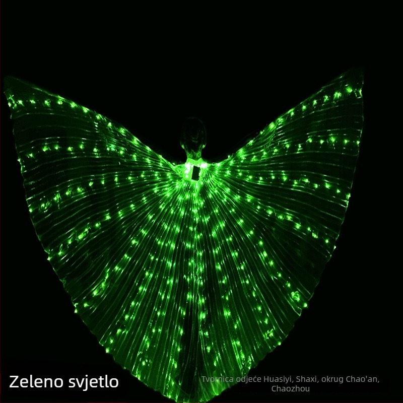 LED svjetleća krila za ples stomaka – za žene, materijal Lycra i poliester, 100% poliester, rekvizit za pozornicu