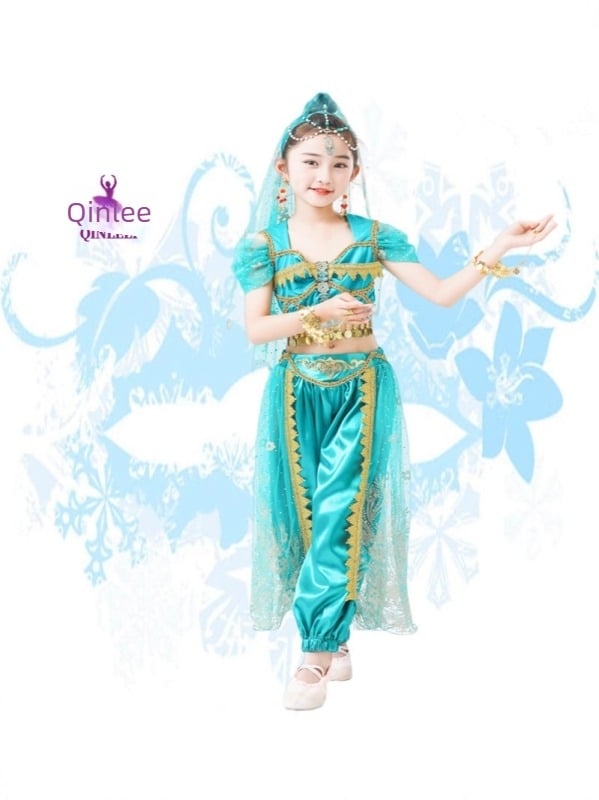 Etnički plesni kostim – Dunhuang nadahnut, mrežasti materijal i spandeks mješavina, elegantan stil, svježe i slatko, proljeće 2025, složena izrada