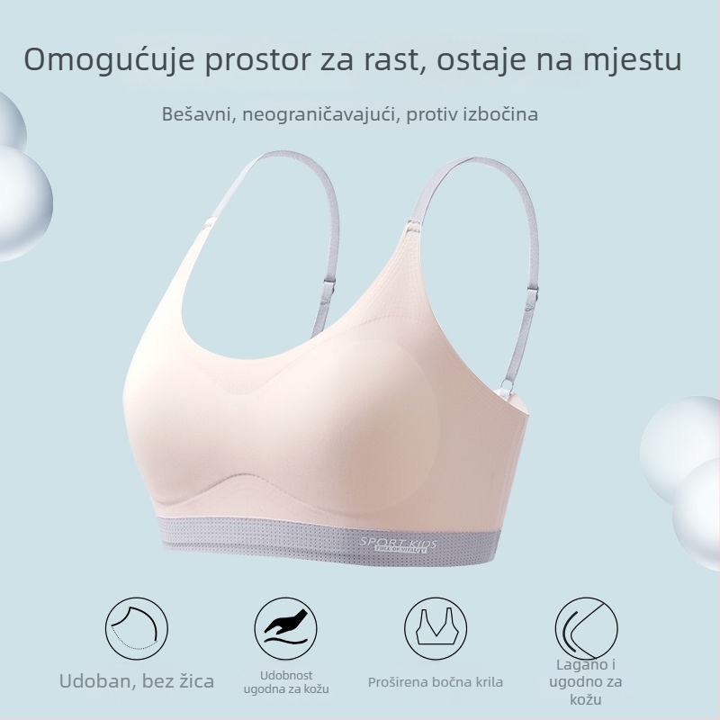 Najlon dječji sportski grudnjak s punim košaricama, prozračan, udoban, oblikuje leđa