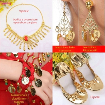 Dječji kostim Belly Dance i indijskog plesa, šifonska tkanina, akrilni materijal, za djevojčice, na pozornicu