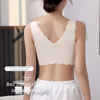 Vest-stil sportska grudnjica bez naramenica, najlon, puna čašica s tankim kalupom, prozračna i udobna, podrška skupljanja, ljeto 2024