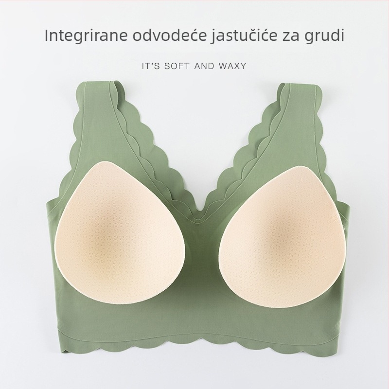 Vest-stil sportska grudnjica bez naramenica, najlon, puna čašica s tankim kalupom, prozračna i udobna, podrška skupljanja, ljeto 2024