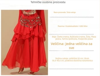 Kostim za belly dance – indijskog stila, široka suknja s volumenom, chiffon 120D, akrilni materijal, marka Yan Zi Dance Rhyme