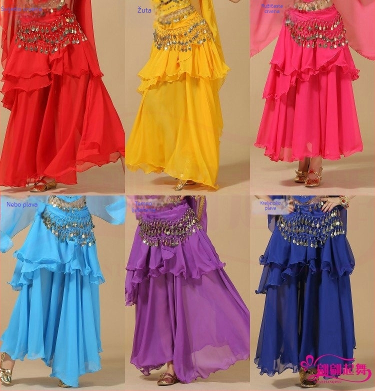 Kostim za belly dance – indijskog stila, široka suknja s volumenom, chiffon 120D, akrilni materijal, marka Yan Zi Dance Rhyme