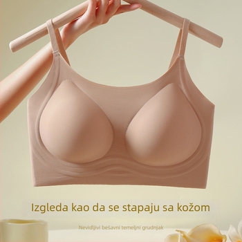 Nevidljivi sportski grudnjak bez naramenica, prozračan i oblikujući leđa, bez žice, 3/4 košarica, fiksne dvostruke trake