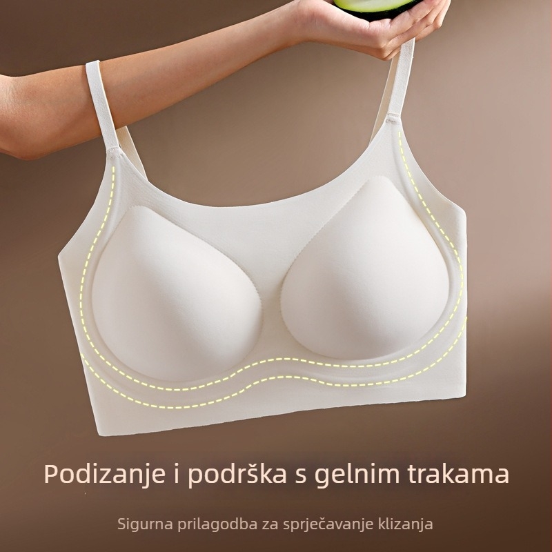 Nevidljivi sportski grudnjak bez naramenica, prozračan i oblikujući leđa, bez žice, 3/4 košarica, fiksne dvostruke trake