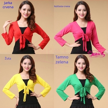 Tansko odjeća - top s dugim rukavima za kvadratni ples, Milk Silk tkanina, 30% elastan; pogodno za belly dance, latin ples, folklorni ples i Yangko