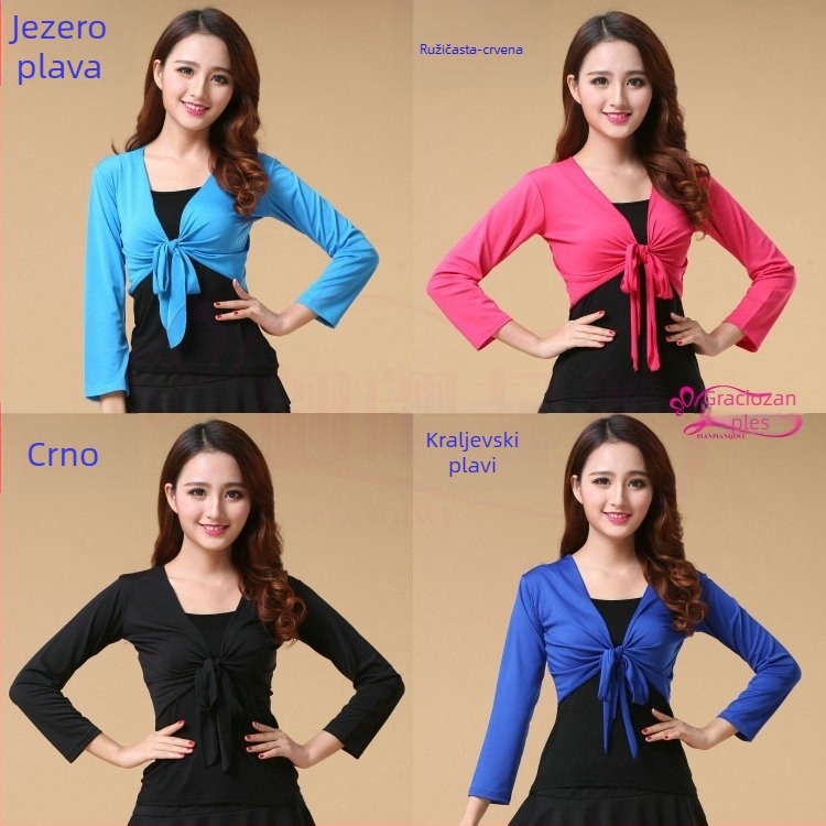 Tansko odjeća - top s dugim rukavima za kvadratni ples, Milk Silk tkanina, 30% elastan; pogodno za belly dance, latin ples, folklorni ples i Yangko