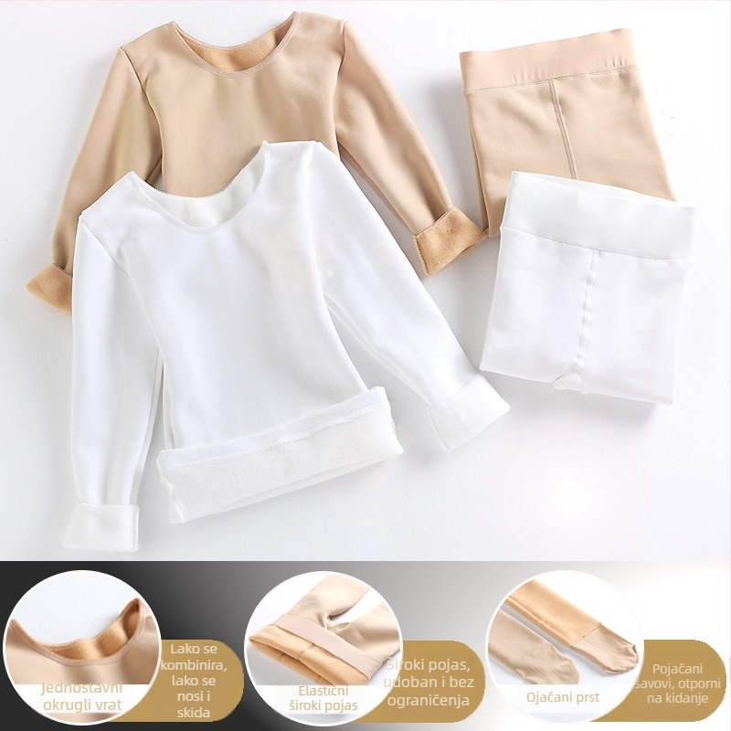 Dječji baletni osnovni set za vježbanje, plišani velur pile tkanina, 60% najlona, zimska fleece podstava, univerzalni stil (Velur pile tkanina; 60% najlon; zimski fleece; plosno pletenje 12–14 petlji/3 cm; završeci očišćeni)