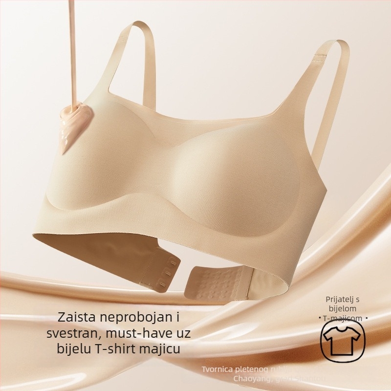 Sutien bandeau nevidljiv s košem 3/4, tanki jastučići od spužve, najlon/lycra tkanina, fiksni dvostruki naramenici, stražnji tri reda kukica, nevidljiva podrška za mlade žene