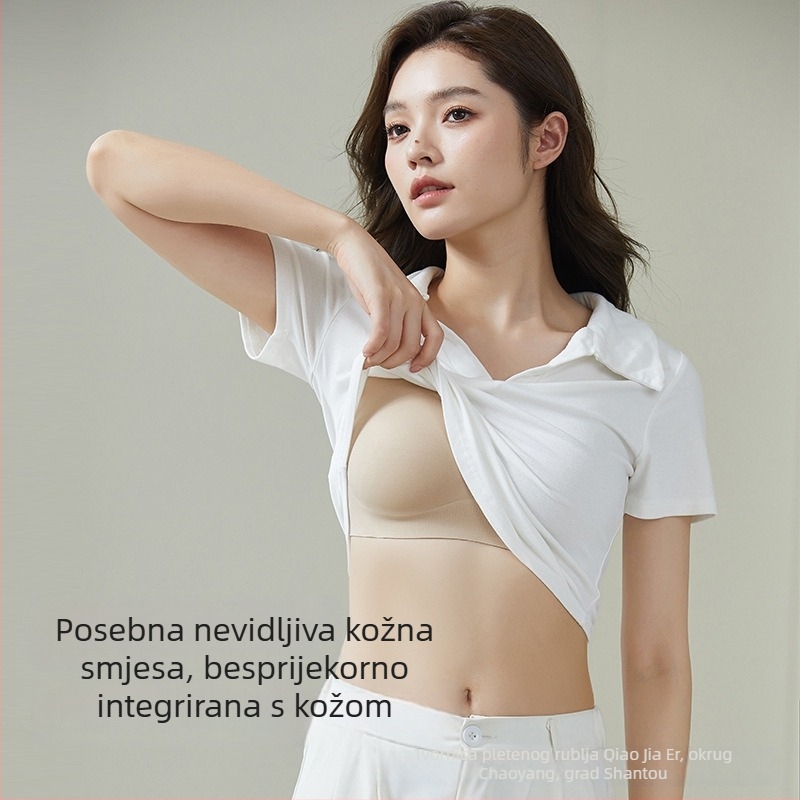 Sutien bandeau nevidljiv s košem 3/4, tanki jastučići od spužve, najlon/lycra tkanina, fiksni dvostruki naramenici, stražnji tri reda kukica, nevidljiva podrška za mlade žene