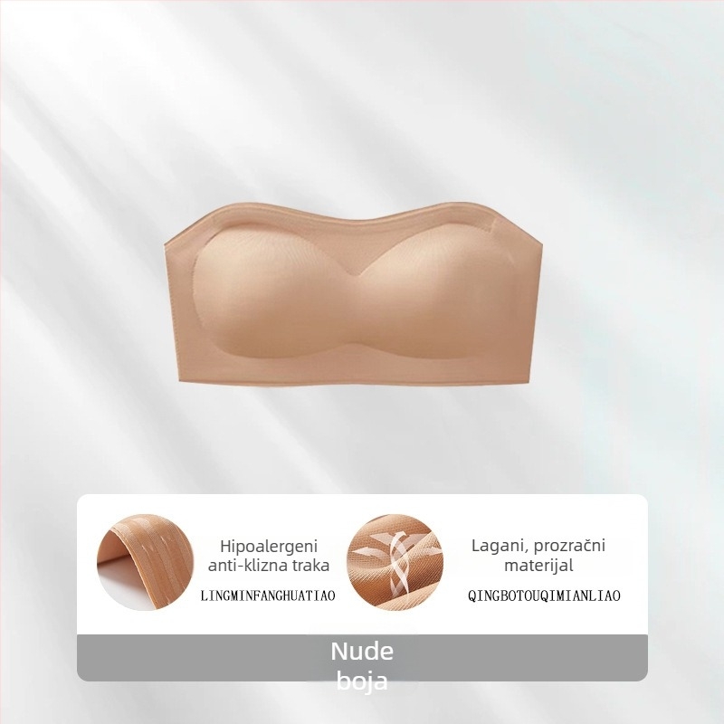 Bez naramenica i bez leđa shapewear grudnjak – najlon, 3/4 košarice, tanke modelirane košarice, protuklizno